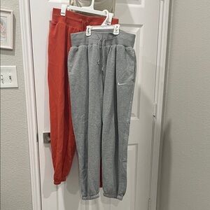 Nike Gray and Rust Orange Joggers with